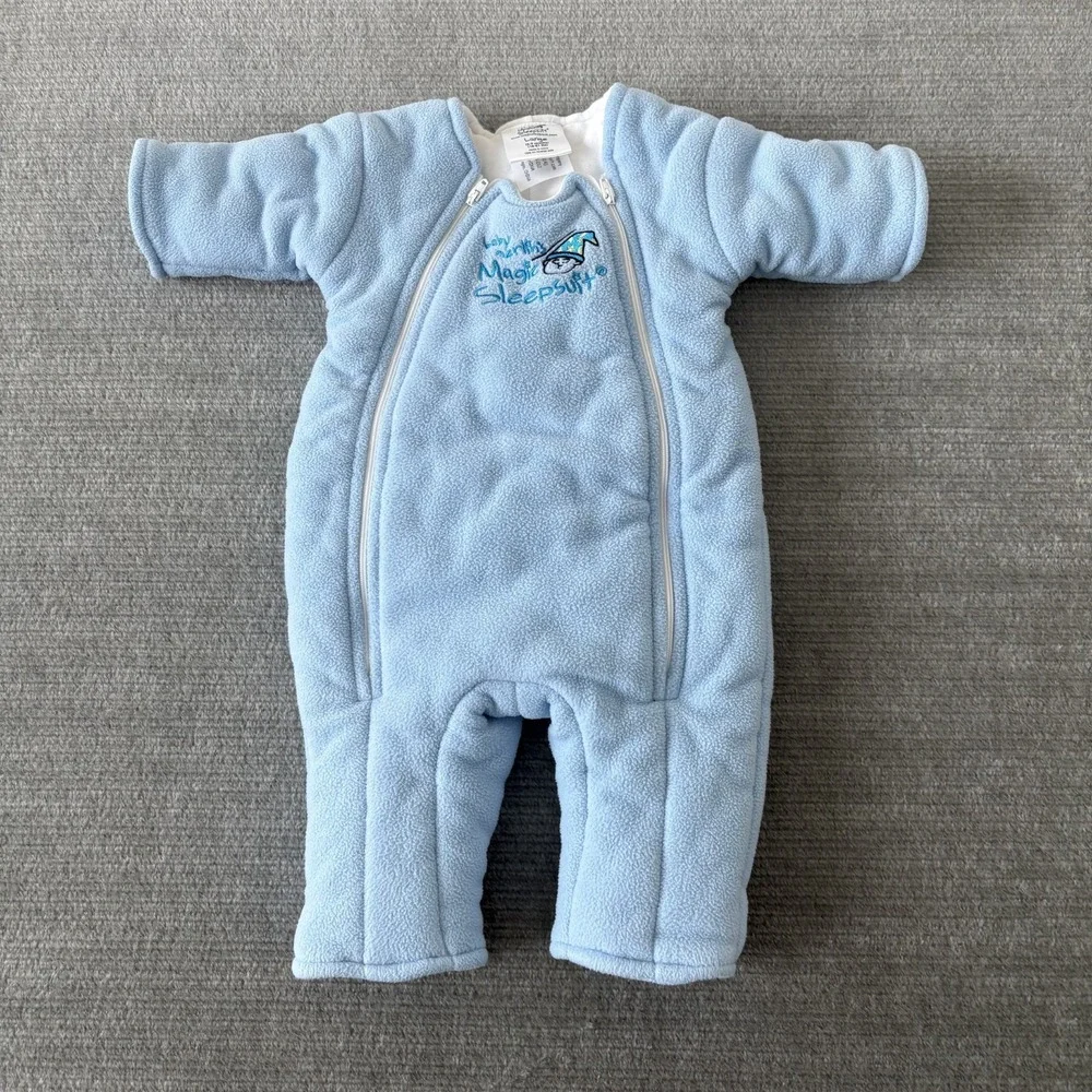 Baby Merlins Magic Sleepsuit Size Large 6-9 Months 18-21 LBS Light Blue